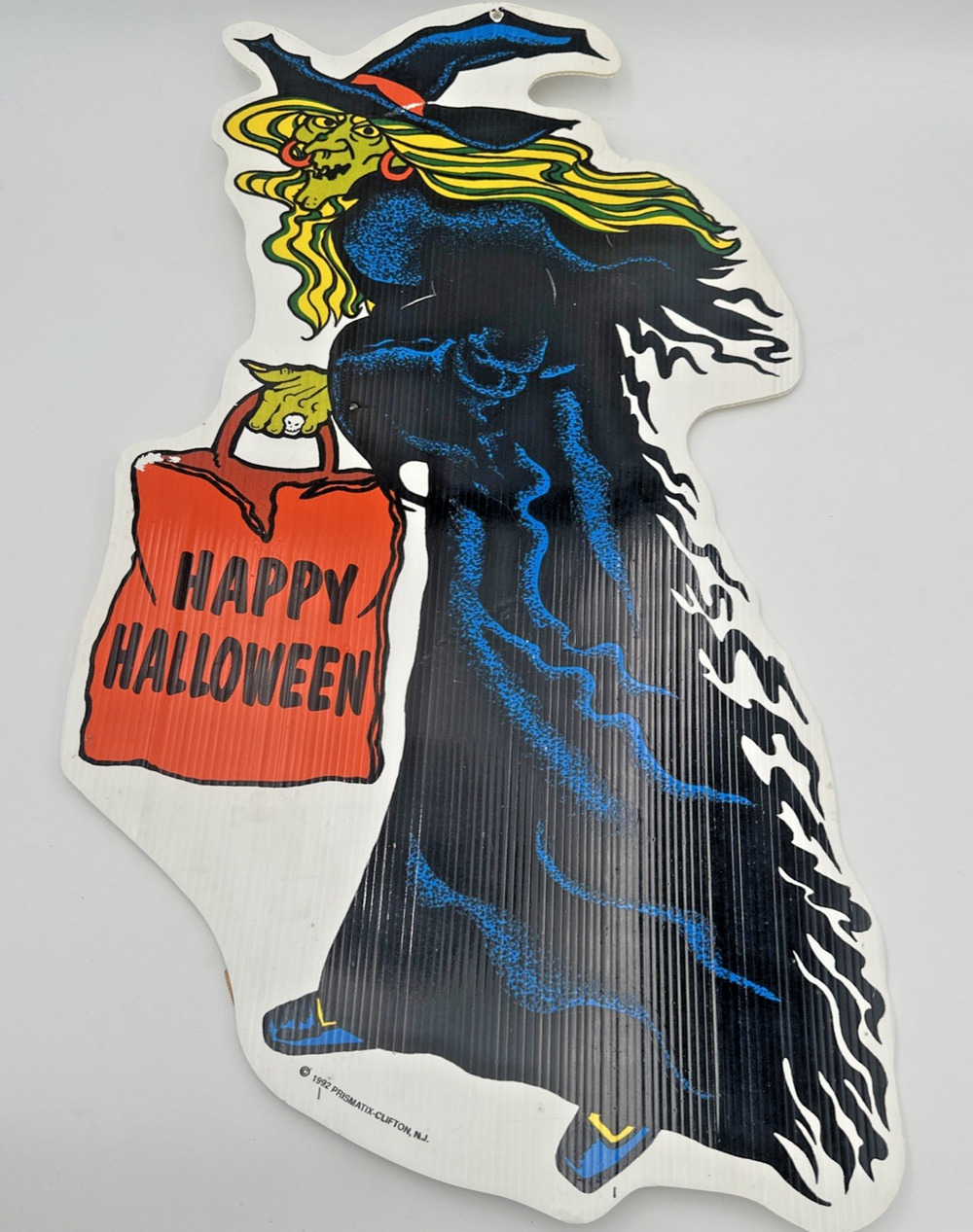 Vintage Witch Plastic Halloween Yard Sign Stake